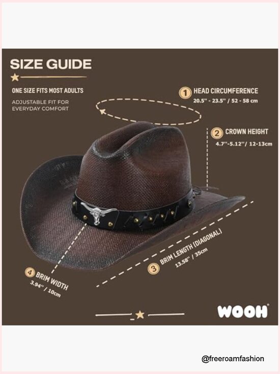 Straw Cowboy Hat with Wide Brim, Sun Protection, Adjustable Fit for Rodeo or main image 4